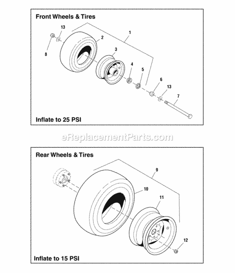 Wheel  Tire Group Diagram and Parts List for 2690445  Simplicity Lawn Tractor
