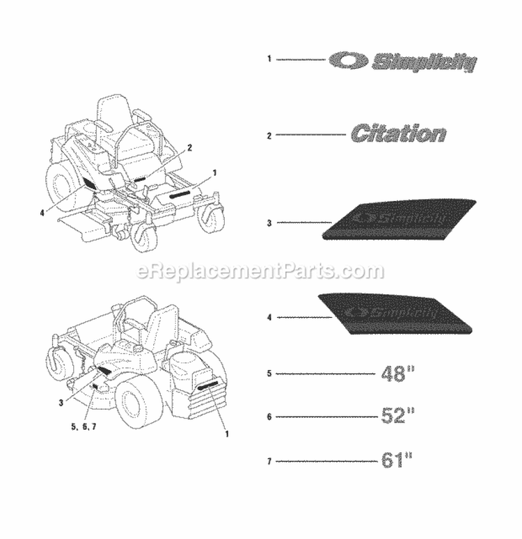 Decals - Brand  Model Diagram and Parts List for 2690445  Simplicity Lawn Tractor