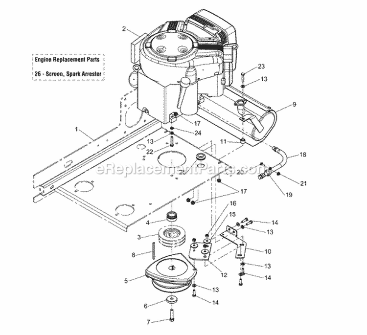 Engine Group - Pto Diagram and Parts List for 2690445  Simplicity Lawn Tractor