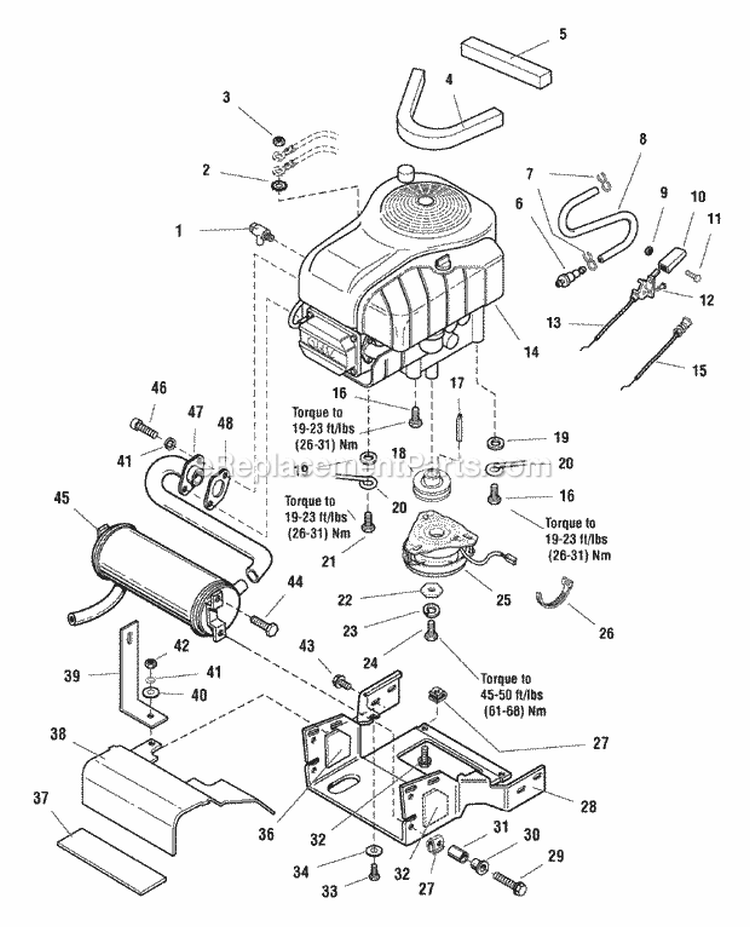 Engine Group - 18Hp Briggs  Stratton (986770) Diagram and Parts List for 1694804  Simplicity Lawn Tractor