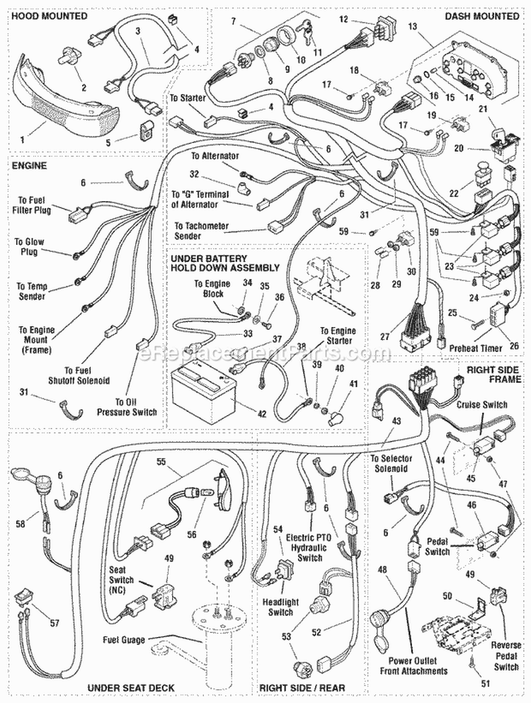Electrical Group - 27Hp Briggs  Stratton Diesel (986597 986598) Diagram and Parts List for 1694642  Simplicity Lawn Tractor