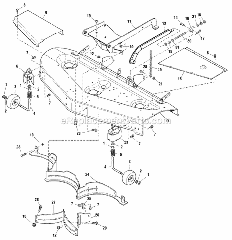 60 Mower Deck - Housing  Cover Group (986343 987101) Diagram and Parts List for 2690432  Simplicity Lawn Tractor