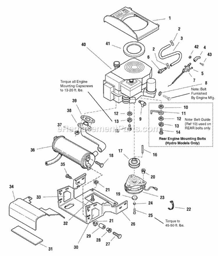 Engine Group - 18Hp Kohler (986792) Diagram and Parts List for 2690359  Simplicity Lawn Tractor