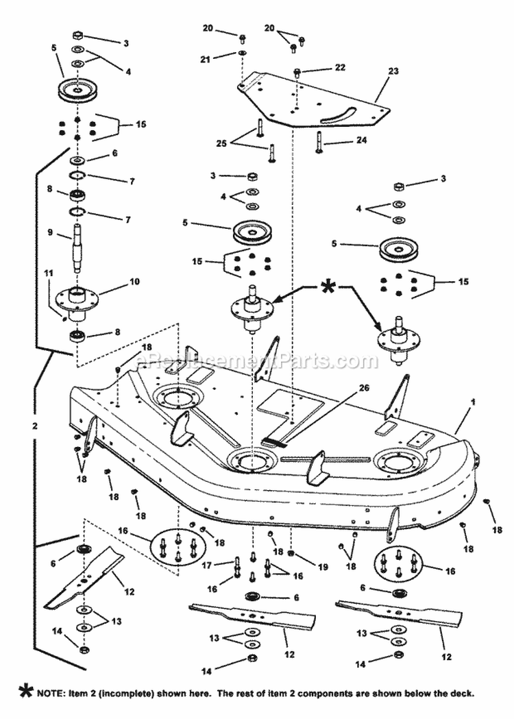 50 Mower Deck Group - Housing Arbors  Blades Group (Jav50Sub) Diagram and Parts List for 2690474  Simplicity Lawn Tractor