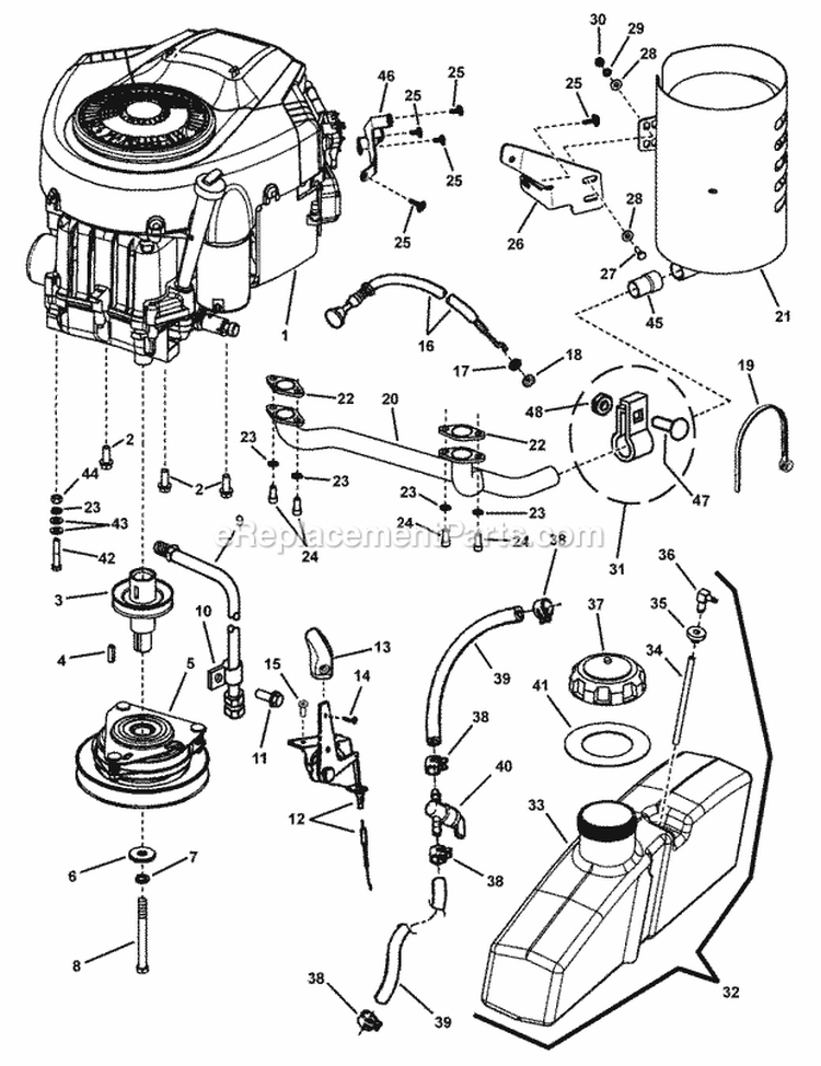 Engine Group - 20Hp  22Hp BS Intek Twin (Ja2022Bs) Diagram and Parts List for 2690475  Simplicity Lawn Tractor