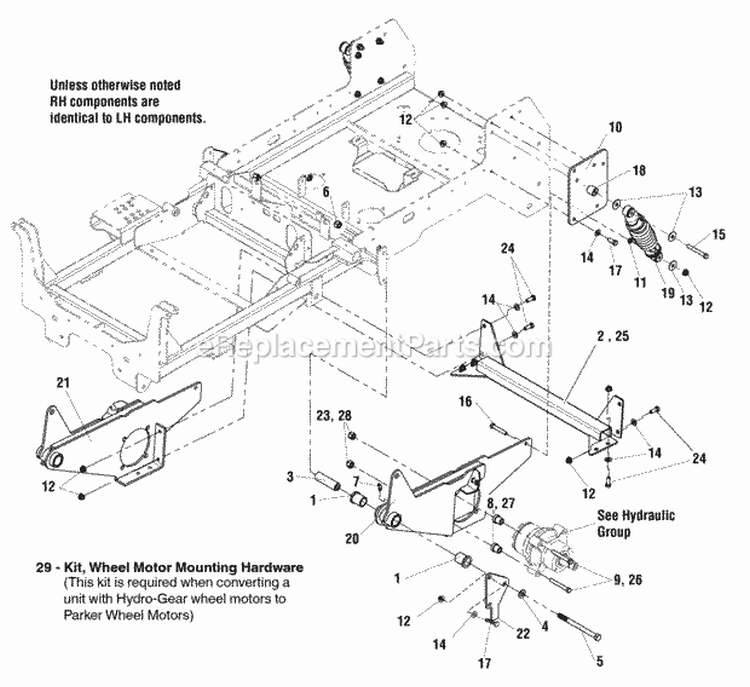 Rear Suspension Group Diagram and Parts List for 2690479  Simplicity Lawn Tractor