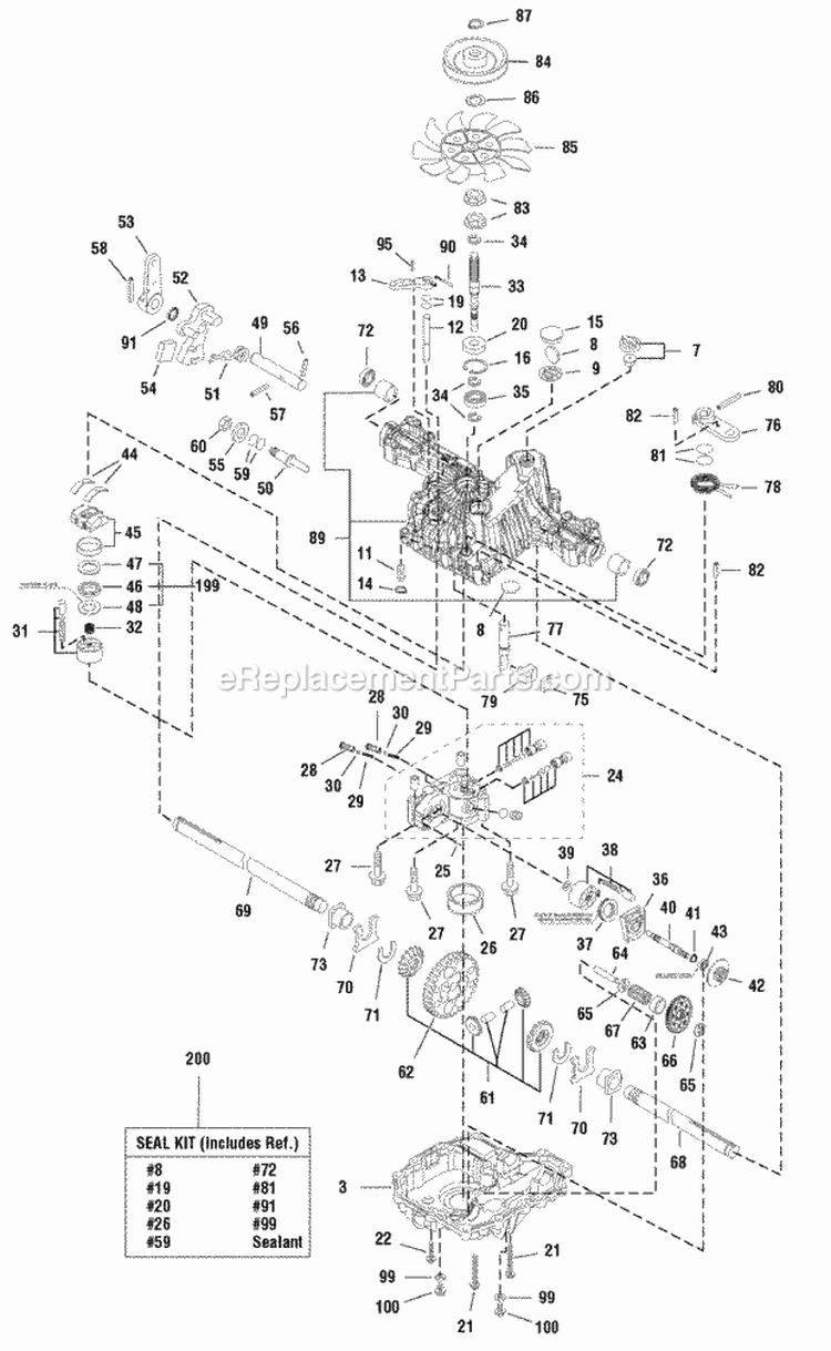 Transmission Service Parts - Tuff Torq K46Z (1721020) Diagram and Parts List for 1693919  Simplicity Lawn Tractor