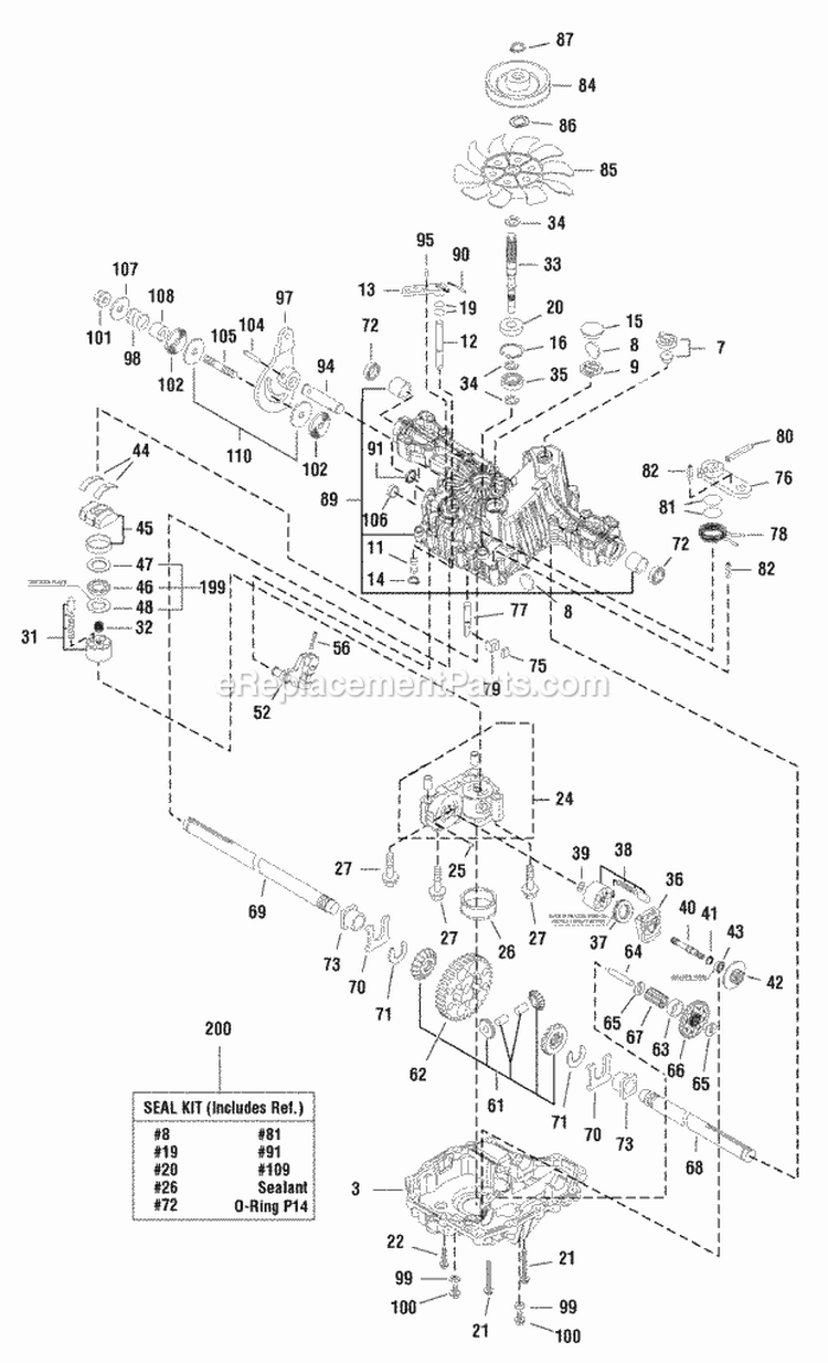 Transmission Service Parts - Tuff Torq K46Aa (1721021) Diagram and Parts List for 1693947  Simplicity Lawn Tractor