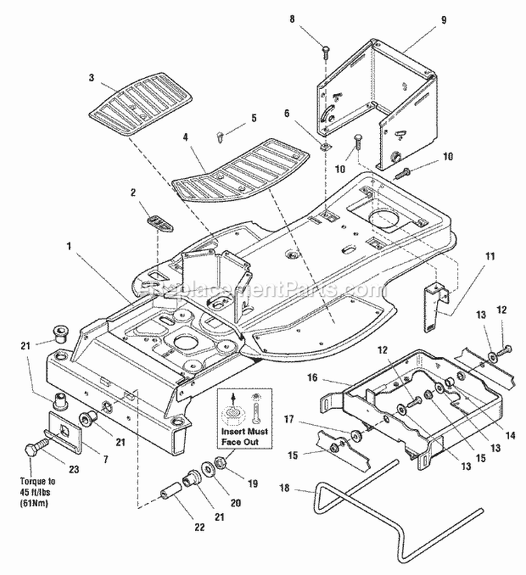 Frame Group (986695) Diagram and Parts List for 1694662  Simplicity Lawn Tractor