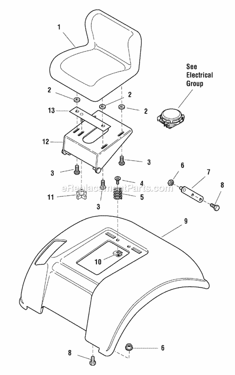 Seat  Seat Deck Group (986393) Diagram and Parts List for 1694835  Simplicity Lawn Tractor
