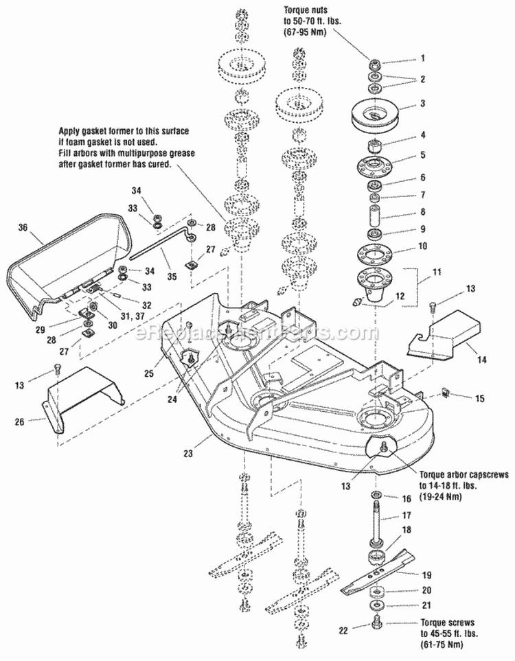 44  50 Mower Deck - Housing Arbors  Blades Group - Kohler  BS Vanguard Diagram and Parts List for 2690451  Simplicity Lawn Tractor