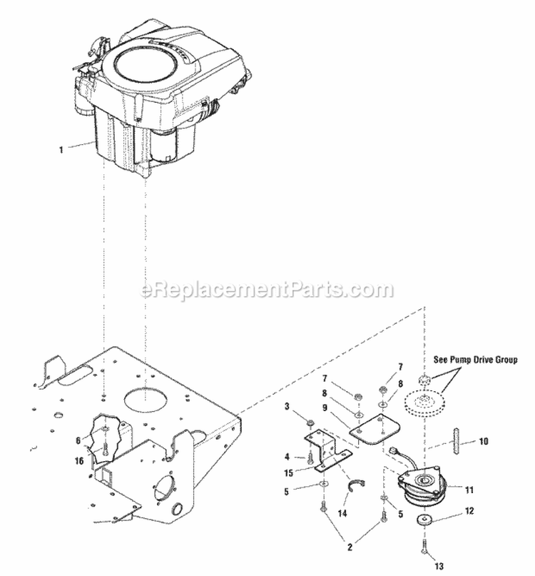 Engine Group - Pto (273Engk) Diagram and Parts List for 2690487  Simplicity Lawn Tractor