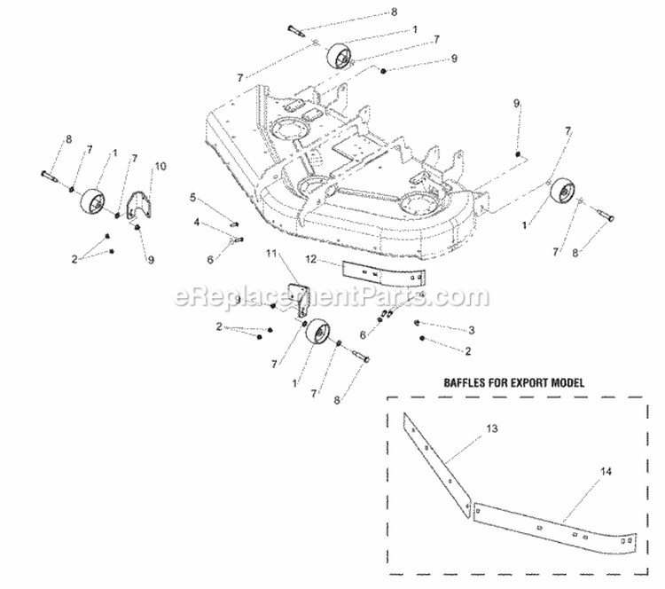 44  50 Mower Deck Roller Group (2734Rl0) Diagram and Parts List for 2690487  Simplicity Lawn Tractor