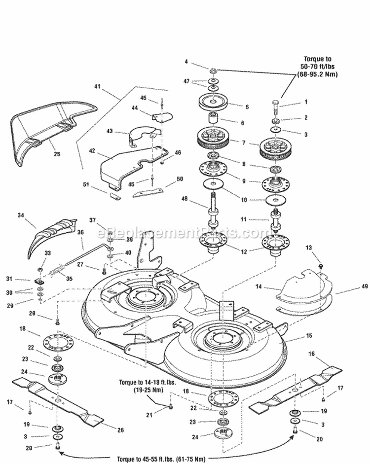 40 Mower Deck - Housing Arbors  Blades (986248 987166 987328 987329) Diagram and Parts List for 2690059  Simplicity Lawn Tractor