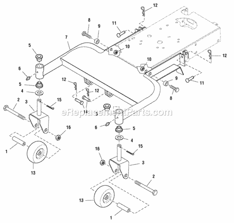 Frame Group - Mower Without Height Adjustment (985961 987192) Diagram and Parts List for 1694264  Simplicity Lawn Tractor