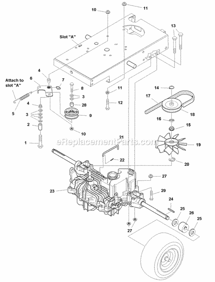 Transmission Group (985949) Diagram and Parts List for 1694264  Simplicity Lawn Tractor