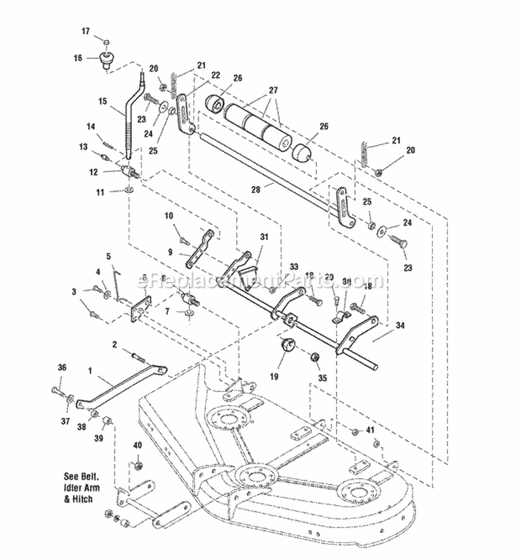 44 Mower Deck - Height Adjustment  Roller Bar (986868) Diagram and Parts List for 2690375  Simplicity Lawn Tractor