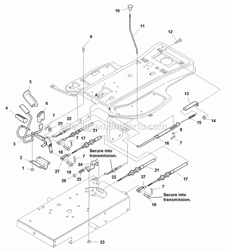 Controls Group (985950) Diagram and Parts List for 1694264  Simplicity Lawn Tractor