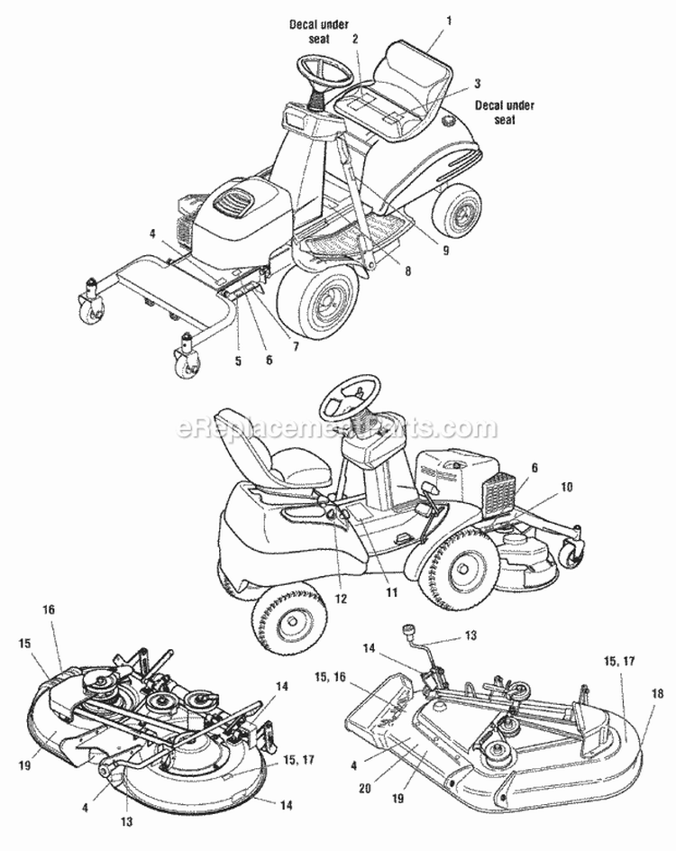 Decals - Safety  Common (C986796 986797 986801 986802) Diagram and Parts List for 1695036  Simplicity Lawn Tractor