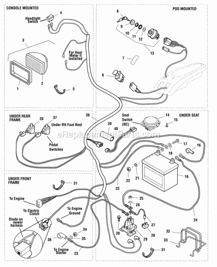 Electrical Group (985954) Diagram and Parts List for 1694264  Simplicity Lawn Tractor