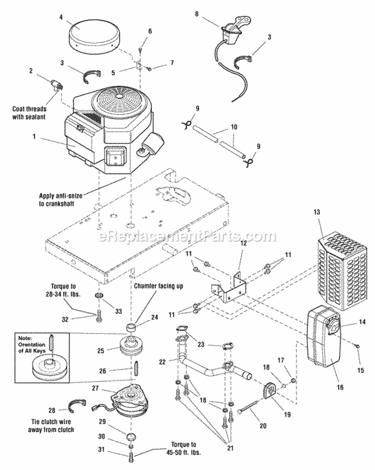 Engine Group - Electric Clutch - 16Hp Briggs  Stratton (987301) Diagram and Parts List for 1695036  Simplicity Lawn Tractor