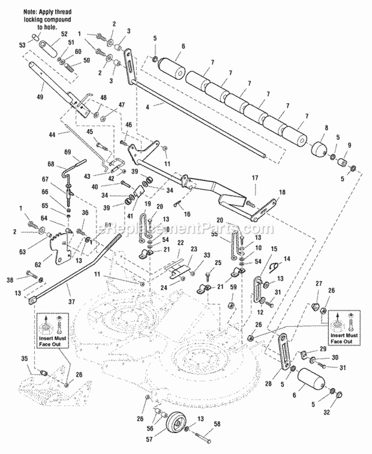 40 Mower Deck - Height Adjustment  Roller Bar (986816) Diagram and Parts List for 2690338  Simplicity Lawn Tractor