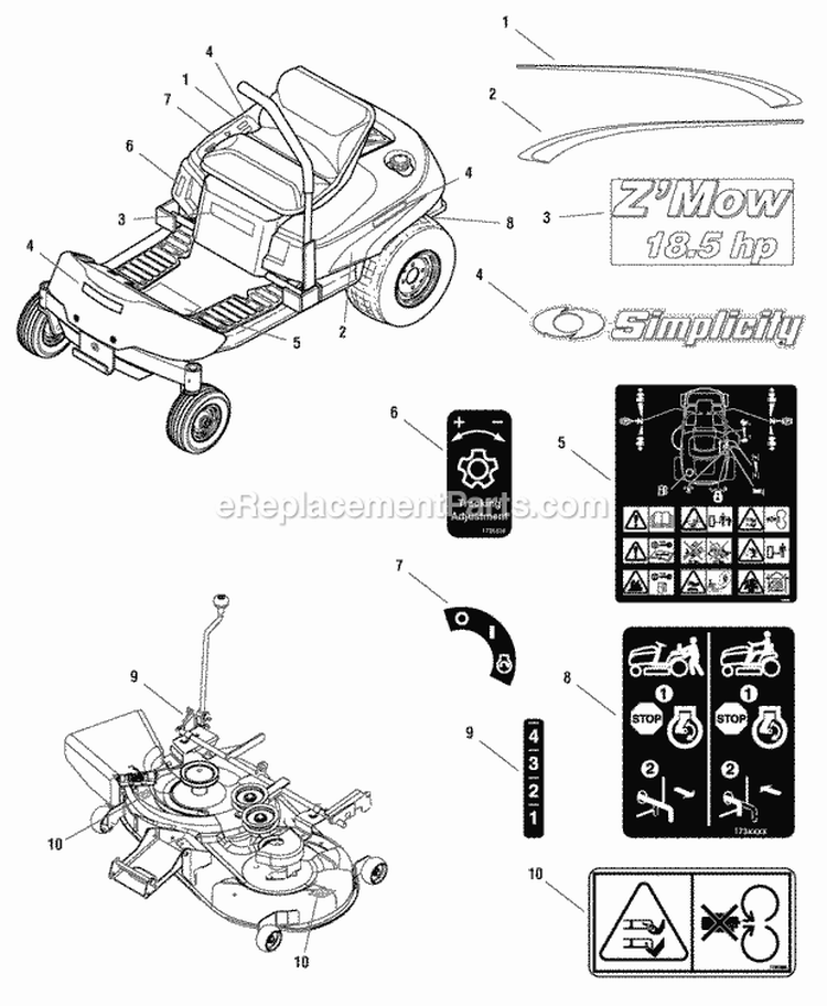 Decal Group (D987566) Diagram and Parts List for 2690611  Simplicity Lawn Tractor