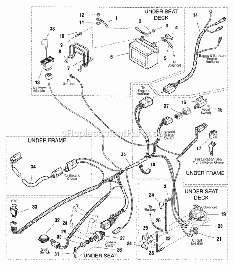 Electrical Group (986634 987647) Diagram and Parts List for 1694614  Simplicity Lawn Tractor