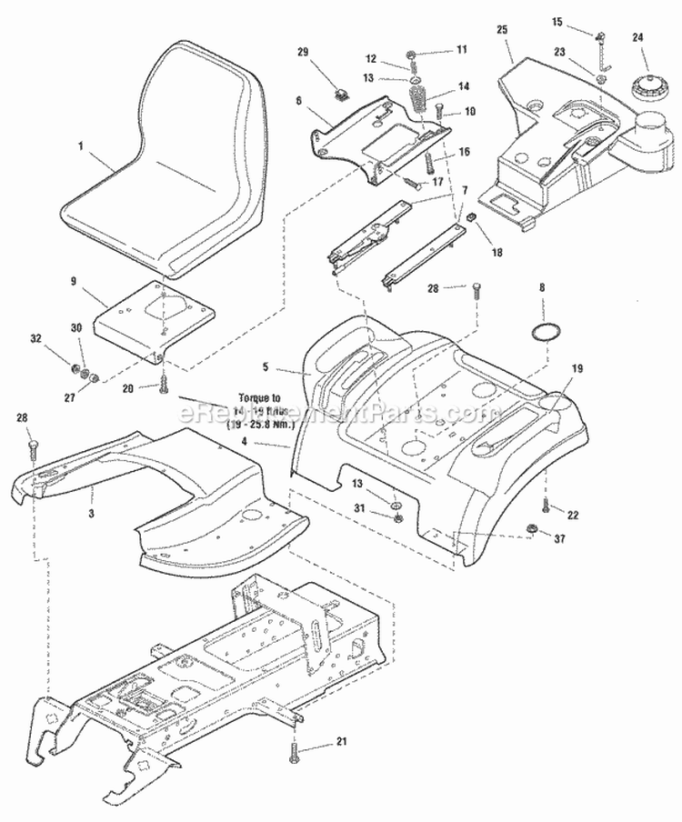 Seat Deck  Fuel Tank Group (987207) Diagram and Parts List for 1694962  Simplicity Lawn Tractor