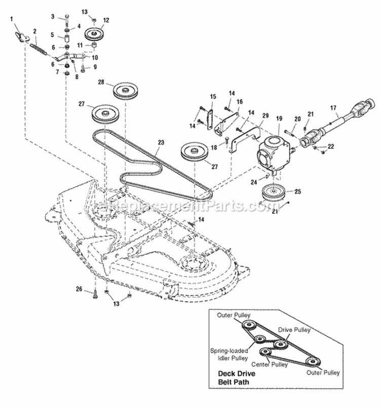 54 Mower Deck - Drive Group (986349 987353) Diagram and Parts List for 2690303  Simplicity Lawn Tractor