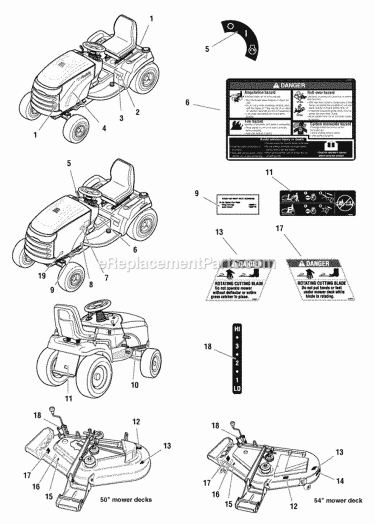 Decals Group (D987670) Diagram and Parts List for 1695264  Simplicity Lawn Tractor