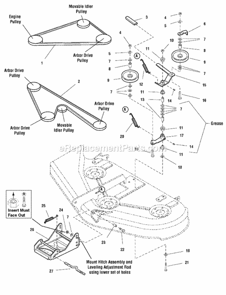 50 Mower Deck - Clutch  Support Group (2984271) Diagram and Parts List for 2690255  Simplicity Lawn Tractor