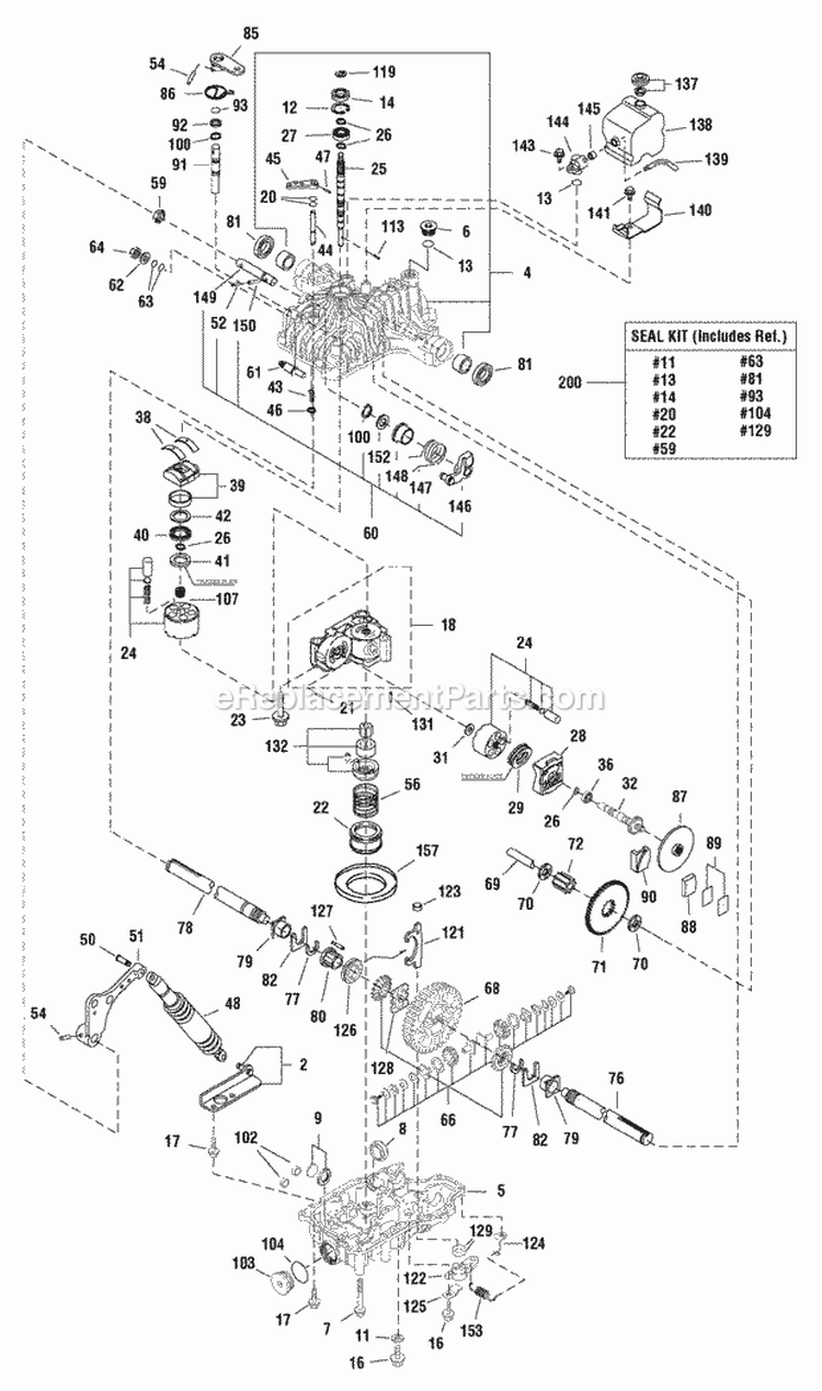 Transmission Service Parts - Tuff Torq K66L (Before Serial No 2000676239) (1721952) Diagram and Parts List for 1694625  Simplicity Lawn Tractor