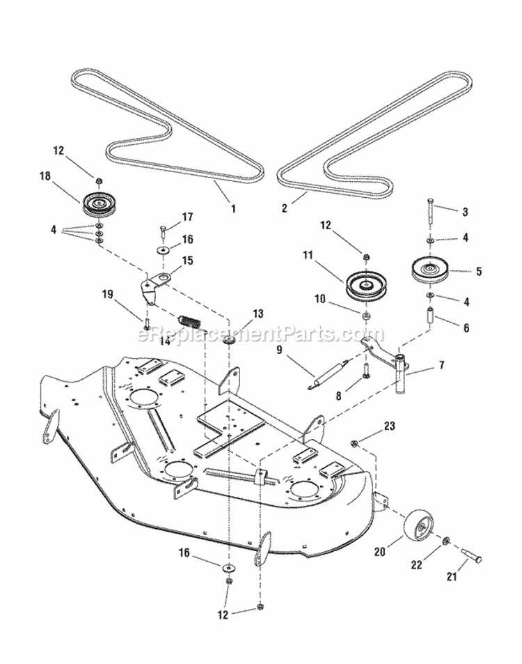 50 Mower Deck - Clutch  Support Group (987630) Diagram and Parts List for 2690771  Simplicity Lawn Tractor