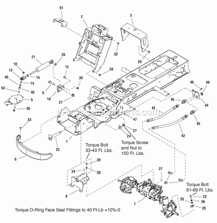 Frame  Front Axle Group - 4Wd (987913) Diagram and Parts List for 2690773  Simplicity Lawn Tractor