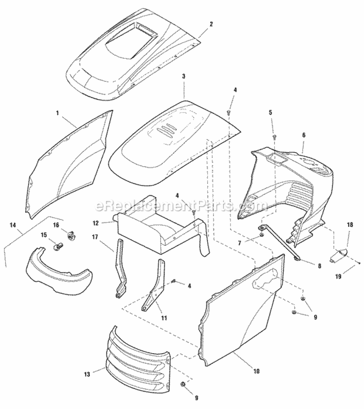 Hood Grille  Dash Group (986611 987170) Diagram and Parts List for 1694671  Simplicity Lawn Tractor