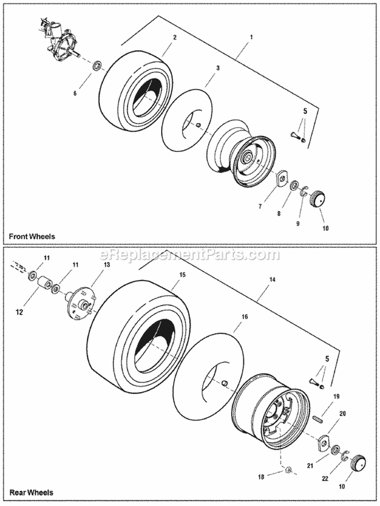 Wheels  Tires Group (W987920) Diagram and Parts List for 2690773  Simplicity Lawn Tractor