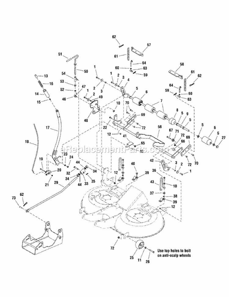40 Mower Deck - Height Adjustment  Roller Bar (987993) Diagram and Parts List for 2690773  Simplicity Lawn Tractor