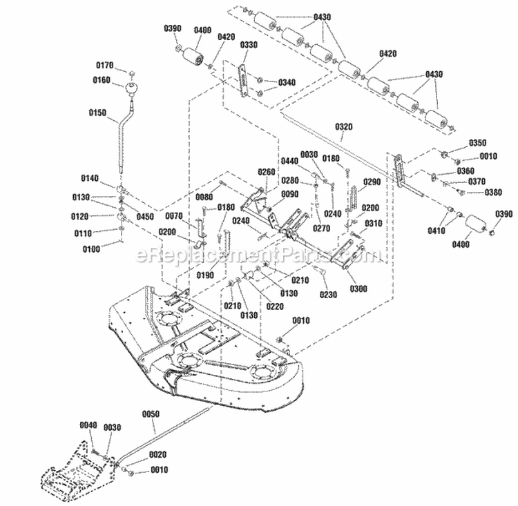 44 Mower Deck - Height Adjustment  Roller Bar Group (2987878) Diagram and Parts List for 2690758  Simplicity Lawn Tractor