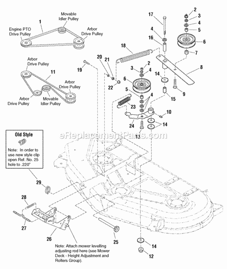 54 Mower Deck - Clutch  Support Group (987666) Diagram and Parts List for 2690681  Simplicity Lawn Tractor