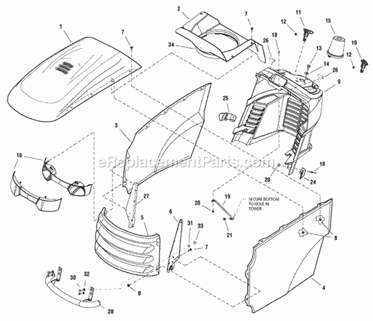 Hood Grille  Dash Group (2988018) Diagram and Parts List for 2690782  Simplicity Lawn Tractor