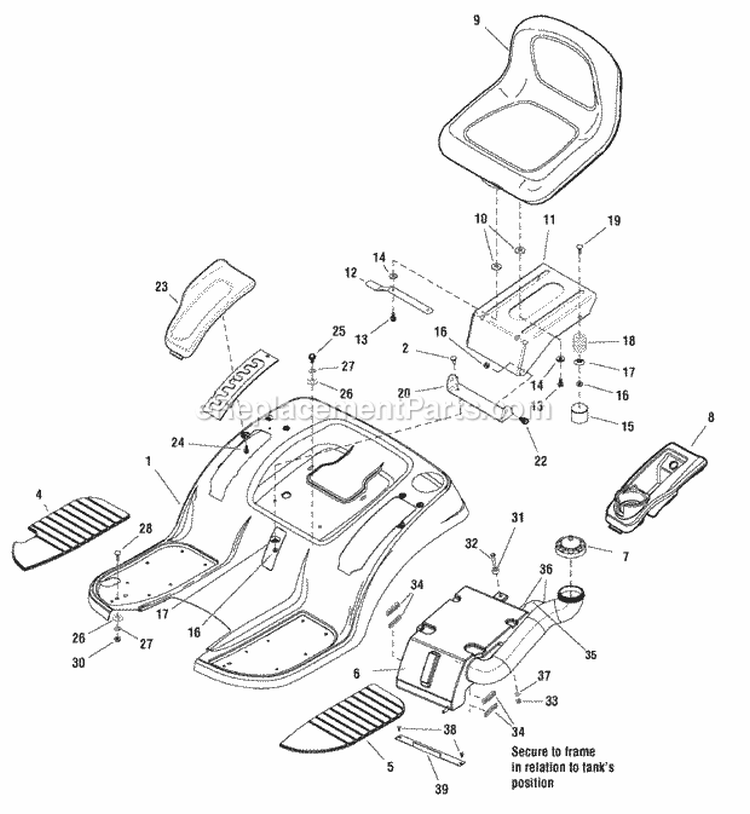 Seat Deck  Fuel Group (2988021) Diagram and Parts List for 2690782  Simplicity Lawn Tractor