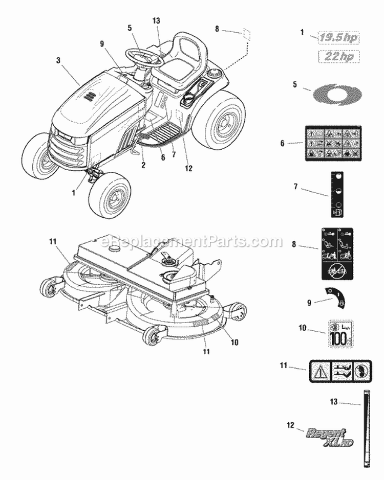Decals Group (2988010 2988011) Diagram and Parts List for 2690782  Simplicity Lawn Tractor