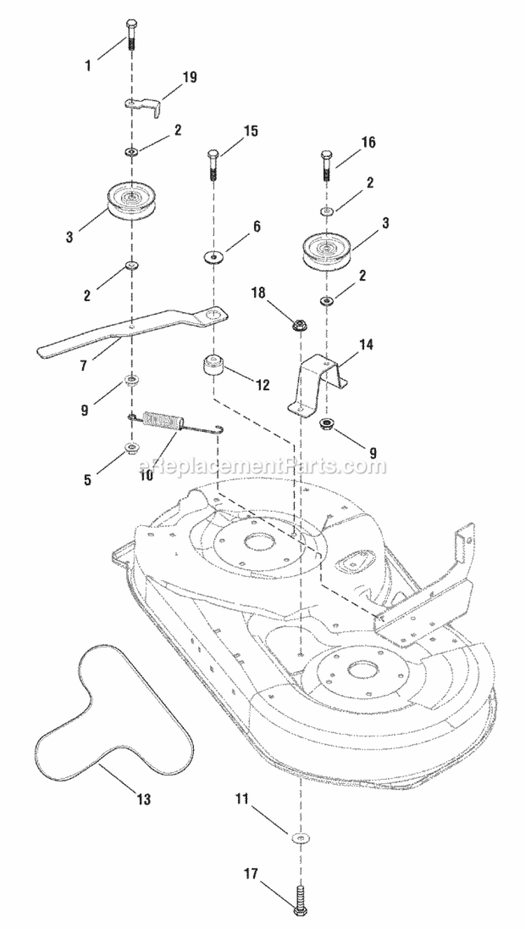 38 Mower Deck - Clutch  Support Group (987464) Diagram and Parts List for 2690822  Simplicity Lawn Tractor