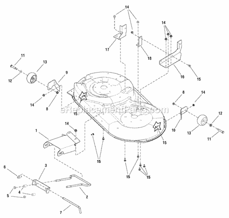 38 Mower Deck - Height Adjustment Group (988136) Diagram and Parts List for 2690822  Simplicity Lawn Tractor
