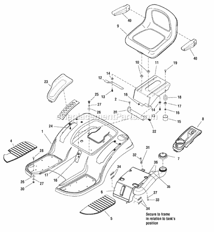 Seat Deck  Fuel Group (2988773 2988784) Diagram and Parts List for 2690849  Simplicity Lawn Tractor