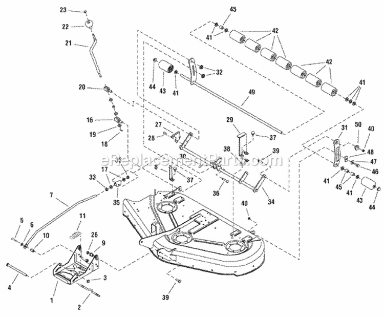 44 Mower Deck - Height Adjust  Roller Bar Group (2987468) Diagram and Parts List for 2690967-01  Simplicity Lawn Tractor