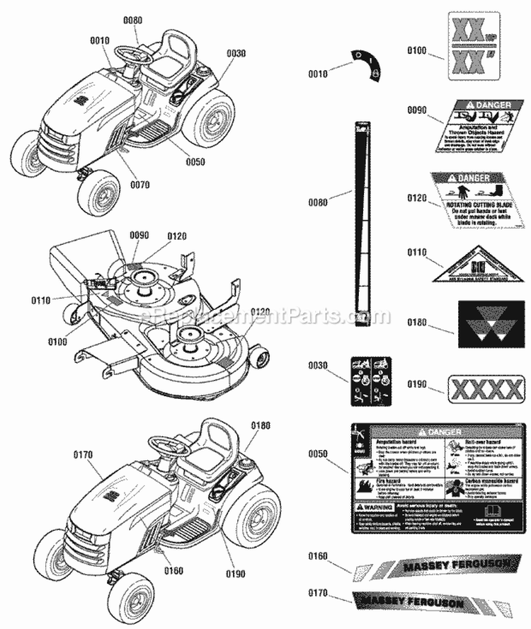 Decals Group - Brand Safety  Common (2989552 2989553) Diagram and Parts List for 2690969  Simplicity Lawn Tractor