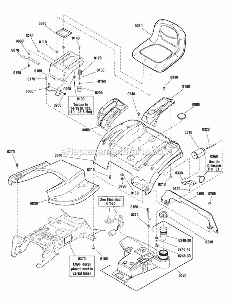 Seat  Seat Deck Group - Evap Compliant (989508) Diagram and Parts List for 2690971  Simplicity Lawn Tractor