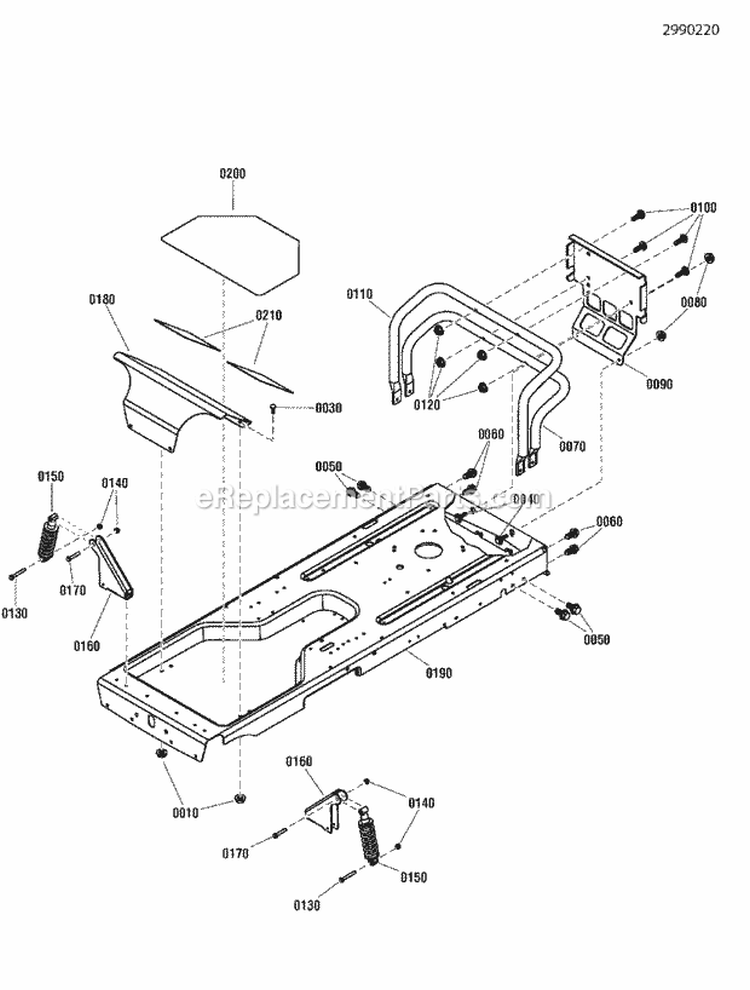 Frame  Footrest Group (2990220) Diagram and Parts List for 2691039-00  Simplicity Lawn Tractor